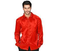 W WIDMANN MILANO Party Fashion - Camicia disco anni '70, manica lunga, camicia in raso, carnevale