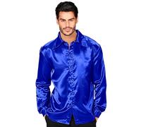W WIDMANN MILANO Party Fashion - Camicia in raso da uomo, Disco Fever anni '70, stile retrò, Party Shirt
