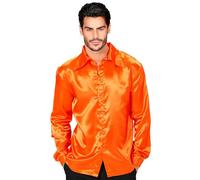 W WIDMANN MILANO Party Fashion - Camicia disco anni '70 | Camicia a maniche lunghe in raso, camicia retrò da uomo per Carnevale, festa in stile Schlager