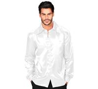 W WIDMANN MILANO Party Fashion - Camicia disco anni '70, manica lunga, camicia in raso, carnevale