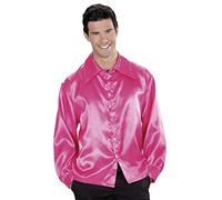 W WIDMANN MILANO Party Fashion - Camicia da discoteca anni '70, camicia a maniche lunghe, camicia in raso, carnevale
