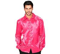 W WIDMANN MILANO Party Fashion - Camicia disco anni '70, manica lunga, camicia in raso, carnevale