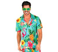W WIDMANN MILANO Party Fashion - Camicia hawaiana, camicia a maniche corte, fiori, aloha, festa in spiaggia, vestito in maschera