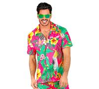 W WIDMANN MILANO Party Fashion - Camicia hawaiana, camicia a maniche corte, fiori, aloha, festa in spiaggia, vestito in maschera