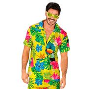 W WIDMANN MILANO Party Fashion - Camicia hawaiana, camicia a maniche corte, fiori, aloha, festa in spiaggia, vestito in maschera