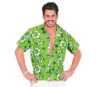W WIDMANN MILANO Party Fashion - Camicia hawaiana con motivo di ibisco | Camicia estiva a maniche corte per Carnevale, festival, feste in spiaggia