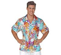 W WIDMANN MILANO Party Fashion - Camicia hawaiana in raso, maniche corte, camicia da uomo, festa in spiaggia