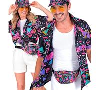 W WIDMANN MILANO Party Fashion - Camicia in stile funky Anni '80 | Camicia da festa colorata per Carnevale, festival, feste a tema, discoteca e look retrò di grande effetto