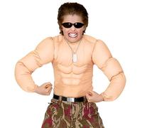 WIDMANN MILANO PARTY FASHION - Camicia muscolare per bambini, costume da soldato, supereroe, culturista, costumi in maschera