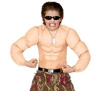 W WIDMANN MILANO Party Fashion - camicia muscolare per bambini, sei-pack, soldato, supereroe, culturista, costumi in maschera