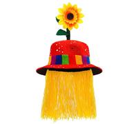 W WIDMANN MILANO Party Fashion - Cappello da clown con capelli e girasole, clown da circo, comico, burlone, cappello in tessuto
