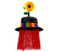 W WIDMANN MILANO Party Fashion - Cappello da clown con capelli e girasole, clown da circo, comico, burlone, cappello in tessuto