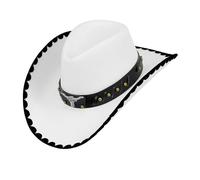 W WIDMANN MILANO Party Fashion - Cappello da cowboy in feltro con emblema Longhorn, bianco, cappello western per adulti, per carnevale, addio al celibato e feste a tema