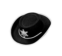 WIDMANN 37712 - Cappello da Cowboy in Feltro per Bambino, con Stella Sceriffo, Far West, Americani, Carnevale, Feste A Tema, Taglia Unica, Colore Nero