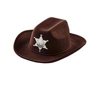 W WIDMANN MILANO Party Fashion - Cappello da cowboy per bambini, con stella da sceriffo, marrone, in feltro, Wild West, cappello, accessorio, carnevale