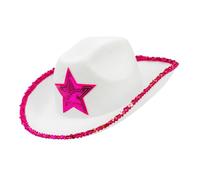 W WIDMANN MILANO Party Fashion - Cappello da cowgirl, bianco con stella rosa, cappello da festa per addio al nubilato, festival, costumi