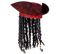 W WIDMANN MILANO Party Fashion, Cappello da pirata a tre punte, pelle vintage, comfort ottimale, taglia unica, accessori inclusi (bandana, dreadlocks)