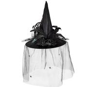 W WIDMANN MILANO Party Fashion - Cappello da strega per adulti, nero con tulle, copricapo, accessorio per costume, Halloween, Carnevale