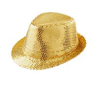 W WIDMANN MILANO Party Fashion 9067D - Cappello Fedora con paillette, oro, per feste a tema o carnevale
