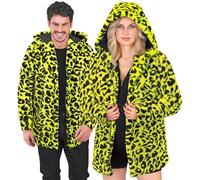 W WIDMANN MILANO Party Fashion - Cappotto leopardato per donna e uomo, pelliccia sintetica con cappuccio, giacca in peluche, costume per carnevale e festival