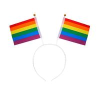 W WIDMANN MILANO Party Fashion - Cerchietto arcobaleno con 2 bandiere, accessorio per costume per Pride, CSD, carnevale e feste