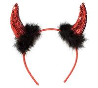 W WIDMANN MILANO Party Fashion - Corna da diavolo su cerchietto, con piume nere, accessorio per costume, Halloween, carnevale