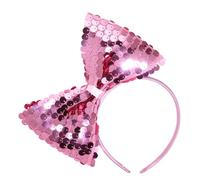WIDMANN 9319F - Cerchietto con Fiocco in Paillettes, Adulto Donna, Anni '50, Addio al Nubilato, Ballerina, Disco, Notte Rosa, Carnevale, Colore Rosa