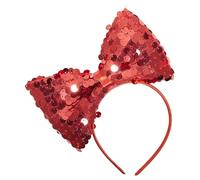 WIDMANN 9318R - Cerchietto con Fiocco in Paillettes, Adulto Donna, Anni '50, Ballerina, Disco, Principessa, Carnevale, Colore Rosso