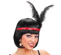 W WIDMANN MILANO Party Fashion - Cerchietto con piume e paillettes, fascia elastica per capelli, flapper, Charleston, anni '20