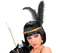 WIDMANN 34541 - Fascia per La Testa con Paillettes E Piume, Adulto Donna, Anni '10-'20-'30, Charleston, Burlesque, Carnevale, 25 Cm, Taglia Unica, Colore Oro