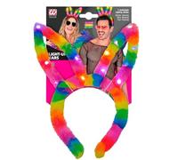 W WIDMANN MILANO Party Fashion - Cerchietto luminoso con orecchie da coniglio arcobaleno con LED, accessorio per costumi per CSD e carnevale