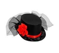 W WIDMANN MILANO Party Fashion - Cilindro con rosa e tulle, copricapo, accessorio per costume