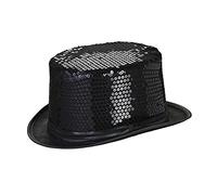 WIDMANN 0451Z - Cilindro in Paillettes Adulto Unisex, Cappello, Anni '10, Anni '20, Capodanno, Show, Ballerini, Carnevale, Taglia Unica, Colore Nero