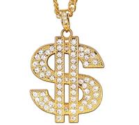 W WIDMANN MILANO Party Fashion - Collana con segno del dollaro, collana con strass, oro, accessorio per costumi in maschera