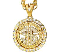 W WIDMANN MILANO Party Fashion - Collana con segno del dollaro, collana con strass, oro, accessorio per costumi in maschera