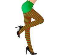 W WIDMANN MILANO Party Fashion - Collant a righe, 70 DEN, rosso-verde, elfi, Natale, carnevale, festa a tema