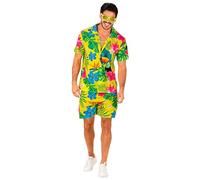W WIDMANN MILANO Party Fashion - Completo Hawaii, camicia a maniche corte e pantaloncini, fiori, aloha, festa in spiaggia, vestito in maschera