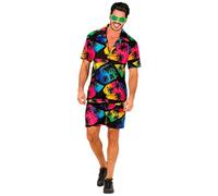 W WIDMANN MILANO Party Fashion - Completo Hawaii, camicia a maniche corte e pantaloncini, fiori, aloha, festa in spiaggia, vestito in maschera