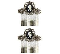 W WIDMANN MILANO Party Fashion Coppia di pettini a teschio con ossa incrociate oro anticato