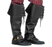 WIDMANN 09815 - Paio di Copristivali in Similpelle, Adulto Unisex, Pirata, Moschettiere, Cavaliere, Medioevo, Carnevale, Colore Nero