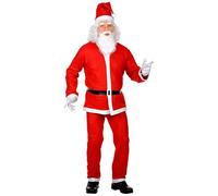 W WIDMANN MILANO Party Fashion - Costume Babbo Natale parte superiore con pancia imbottita, pantaloni, copriscarpe, berretto, barba, Natale, Carnevale