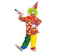 WIDMANN Funny Clown Casacca Con Collare Pantaloni Cappello Costumi Completo 264, multicolore, 128