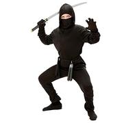 W WIDMANN MILANO Party Fashion - Costume da ninja per bambini composto da parte superiore con cappuccio, pantaloni, cintura, maschera e fasce per braccia e gambe, per carnevale e Halloween