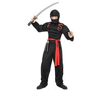 W WIDMANN MILANO Party Fashion - Costume bambino ninja muscoloso, guerriero giapponese, combattente, costumi in maschera