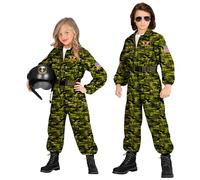W WIDMANN MILANO Party Fashion - costume bambino da pilota di jet da combattimento, tuta, pilota, uniforme, costumi in maschera