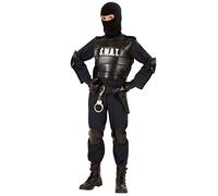W WIDMANN MILANO Party Fashion - Costume S.W.A.T da bambino, giubbotto antiproiettile, cintura con fondina e custodia, ginocchiere, gomitiere, maschera, agente segreto, carnevale, festa a tema