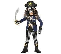 Widmann - Costume da scheletro da pirata, cappotto con camicia, cintura, fodero per spada, pantaloni, copricapo, cappello con bandana, pirata, psico, costume, festa a tema, carnevale, Halloween.