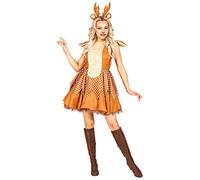 W WIDMANN MILANO Party Fashion - Costume cervo, abito con sottoveste, corna, renna, costume animale, carnevale