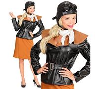 W WIDMANN MILANO Party Fashion - Costume da aviatore retrò per ragazza, pilota, giacca, gonna, sciarpa, cappello, carnevale, festa a tema