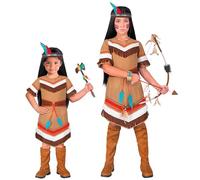 W WIDMANN MILANO Party Fashion - Costume da bambina guerriera, nativa americana, abito con cintura, fascia per la fronte, per carnevale, feste a tema
